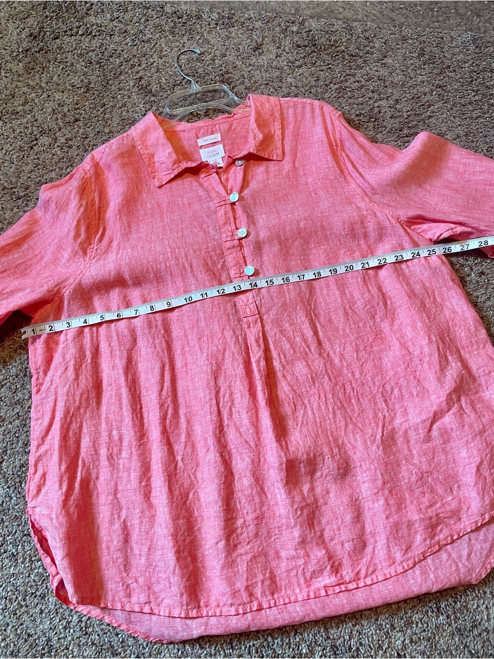 Sigrid Olsen Linen Coral Popiver Tunic Blouse. Size 2X. - Picture 9 of 10